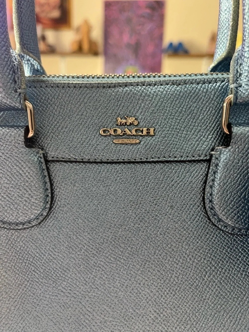 Metallic Blue Women's Satchel Handbag